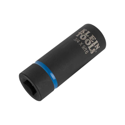 Klein Tools 66004 2-in-1 Impact Socket, Socket Wrench Sizes 3/4-Inch and 9/16-Inch Hex, 6-Point Deep Socket with 1/2-Inch Drive