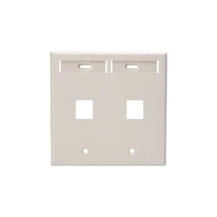 Leviton 42080-2TP 2-Port Dual Gang QuickPort Wallplate with ID Windows, Light Almond