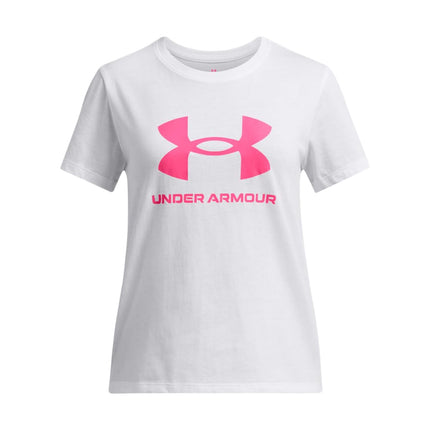 Under Armour Girls Ua Big Logo T-Shirt, White, M EU