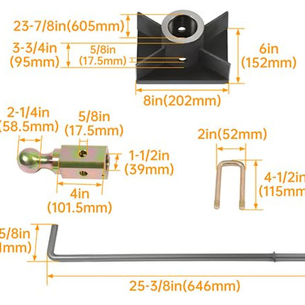 ALMULOO Enganche de remolque de cuello de cisne para plataforma universal, kit de cuello de cisne para plataforma
