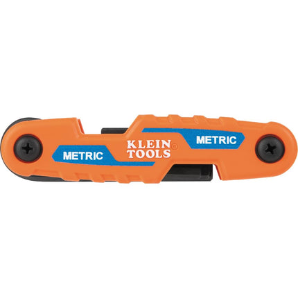 KLEIN TOOLS 70543 3-Piece Compact Folding Hex Key Set, Metric, SAE, Torx Sizes, 25 Keys, Industrial Strength Heat Treated Alloy Steel