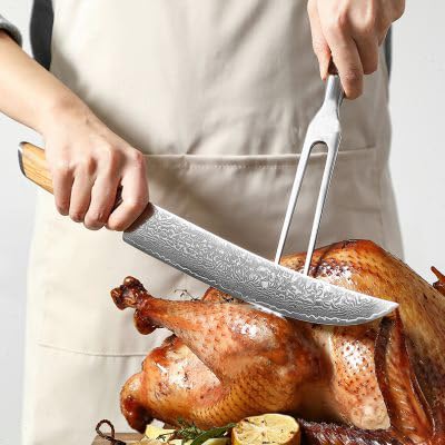 Kakamono Chef pro Stainless Steel Carving Fork Barbecue Fork BBQ Tools Meat Forks 12 Inch (10.5 Inch)