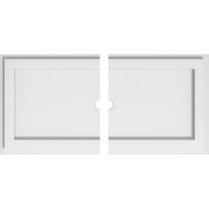 22"W x 11"H x 1"ID x 7 1/2"C x 1"P Rectangle Architectural Grade PVC Contemporary Ceiling Medallion, Two Piece