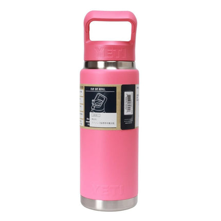 YETI Rambler 26 oz Bottle, Vacuum Insulated, Stainless Steel with Color Matching Straw Cap, Tropical Pink