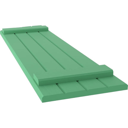 Ekena Millwork ARW101BE414X34LPH Americraft Four 2 Exterior Real Wood Joined Board-n-Batten Shutters w/Elliptical Top (Per Pair), 14"W x 34"H, Lily Pads