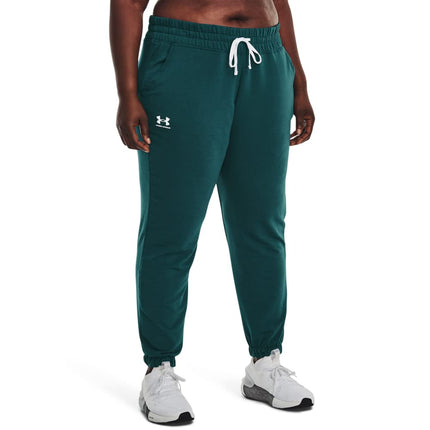 Under Armour Pantalón de chándal de rizo Rival para mujer, (716) Tourmaline Teal / / White, 2X