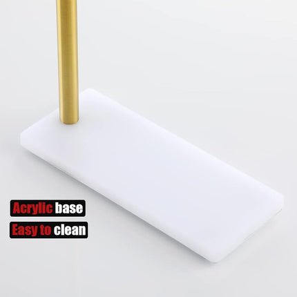JQK Porte-Serviettes sur Pied Or Brossé, Support Moderne Autonome pour Plan de Travail avec Barre de 30,5 cm, Acier Inoxydable 304 Épais 0,8 mm Base Blanche, HTT170-WG