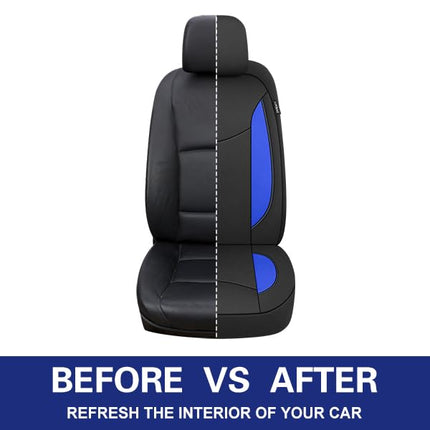 CAROMOP Neoprene Car Seat Cover 2 Front Seats, Waterproof Seat Covers for Cars, Universal Fit for Most Car Interior Covers-Sedan Truck SUV(Black/Blue)