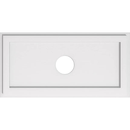 28"W x 14"H x 4"ID x 9 3/4"C x 1"P Rectangle Architectural Grade PVC Contemporary Ceiling Medallion