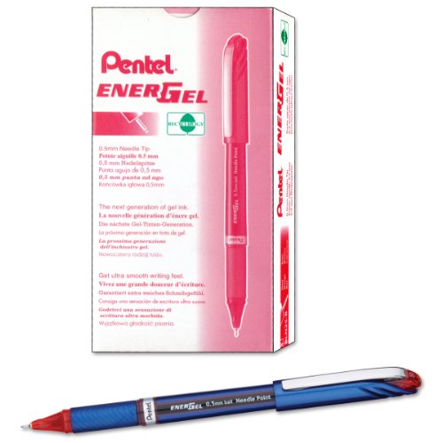 Pentel BLN25-B - Energel Plus Needle Tip Rollerball 0.5 Red BLN25-B - (PK12)