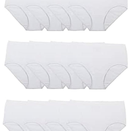 Fruit of the Loom Women's Tag Free Cotton Brief Panties (Regular & Plus Size), Brief-12 Pack-White, 10
