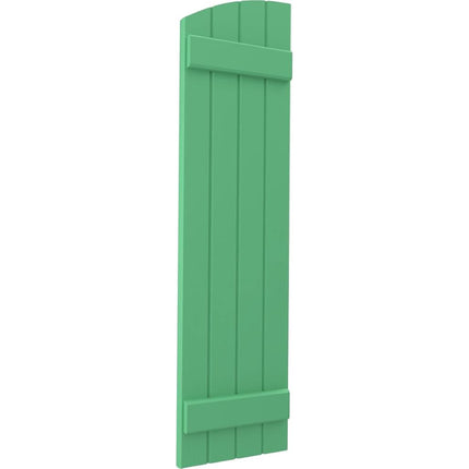 Ekena Millwork ARW101BE414X37LPH Americraft Four 2 Exterior Real Wood Joined Board-n-Batten Shutters w/Elliptical Top (Per Pair), 14"W x 37"H, Lily Pads