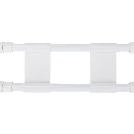 Camco 17" RV Double Cupboard Bar, Holds Food and Drinks in Place During Travel, Prevents Messy Spills, Spring Loaded and Extends Between 10" and 17" - White ( 44093)