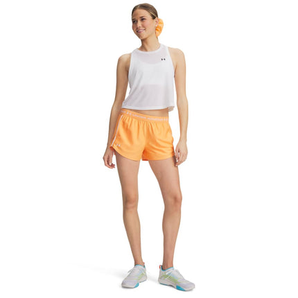 Under Armour Women's Tech Play Up Shortsdisc, (870) Orange Bloc / / White, XL