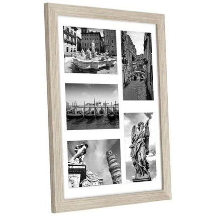 Americanflat 6x4 Collage Photo Frame with Shatter-Resistant Glass - Signature Collection - Fits Five 4x6 Photos or Use as One 11x14 Picture Frame for Wall Display - Driftwood