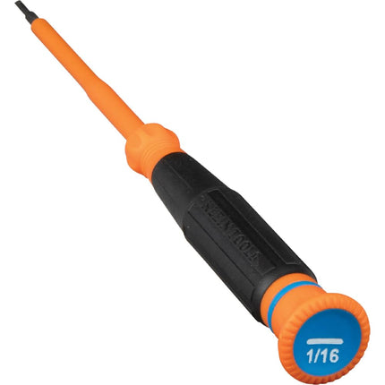 Klein Tools 6273INS Insulated Precision Screwdriver, 1/16-Inch Mini Electrician Screwdriver, 1000-Volt Cushion Grip Handle