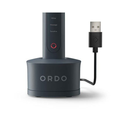 Ordo Sonic+ Smart Tech Electric Toothbrush with 4 Cleaning Modes, Fast Rechargeable Battery and Silicone Polishing Element, USB Charger for Adults, Charcoal Grey