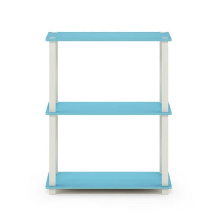 Furinno Turn-S-Tube 3-Tier Compact Multipurpose Shelf Display Rack with Square Tube, Light Blue/White