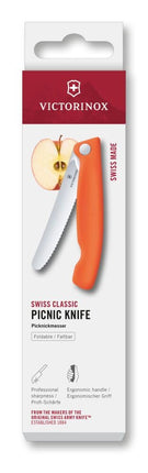 Victorinox Swiss Classic Folding Picnic Knife, Wavy Edge 11cm - New Orange