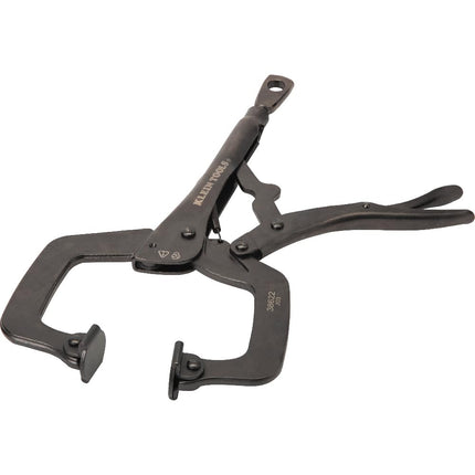 Klein Tools 38622 C-Clamp Locking Pliers with Swivel Pad Jaws, Intuitive Thumb Knob, Adjustable Clamp for Home, Shop, Woodworking, 11-Inch