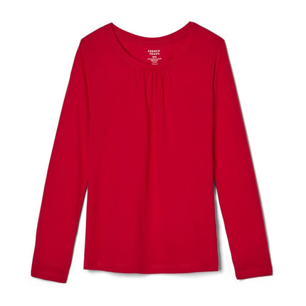 Camiseta de manga larga con cuello redondo para niñas French Toast, Rojo, 4-5