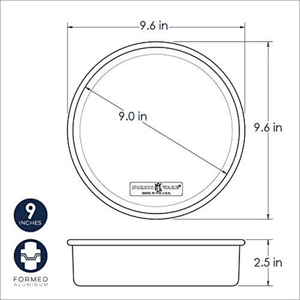Nordic Ware Naturals 9" Round Layer Cake Pan, Natural Aluminium Baking Tin with Superior Heat Conductivity, Premium Bakeware Made in The USA, Silver