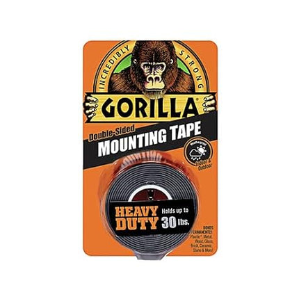 Gorilla - Heavy Duty Double Sided Mounting Tape, Weatherproof, 1" x 60", Black, (Pack of 1)