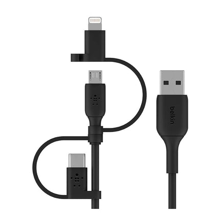 Belkin Universal Cable (3-in-1 USB-C, Lightning, Micro-USB Charging Cable) Charge Smartphones, Tablets, Power Banks and more (3.3ft/1m)