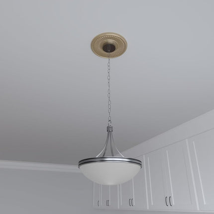 Ekena Millwork 10"OD x 3 1/2"ID x 3/4"P Berkshire Thermoformed PVC Ceiling Medallion (Fits Canopies up to 4 1/2"), Universal Metallic Champagne Mist