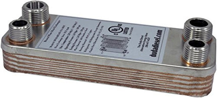 Duda Energy HX1210:F12 B3-12A 10 Plate Stainless Steel Heat Exchanger with 1/2" Female NPT Ports Copper Brazed, 1.2" Height, 2.9" Width, 7.5" Length