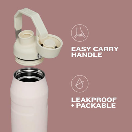 Botella de agua Stanley IceFlow de flujo rápido de 709 ml | Tapa con boquilla en ángulo | Ligera y a prueba de fugas para viajes y deportes | Acero inoxidable con aislamiento | Sin BPA | Cuarzo rosa