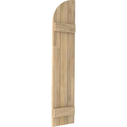 Ekena Millwork ARW101BQ311X52UNH Americraft Three 2 Exterior Real Wood Joined Board-n-Batten Shutters w/Arch Top (Per Pair), 10 1/2"W x 52"H, Unfinished