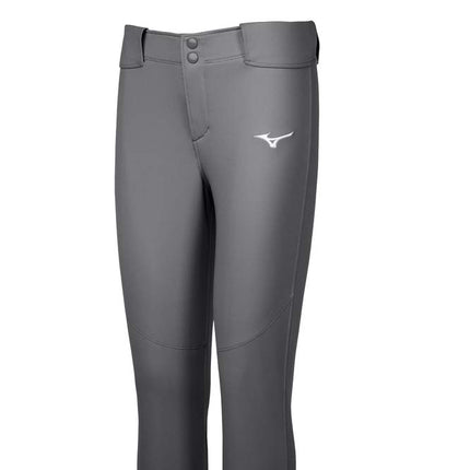 Pantalón de sóftbol elástico con cinturón Mizuno para niña, Carbón, Juvenil S