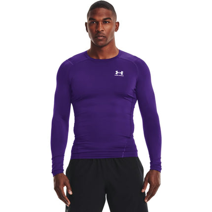 Camiseta de compresión de manga larga HeatGear Armour para hombre de Under Armour, morado (500)/blanco, extragrande alto