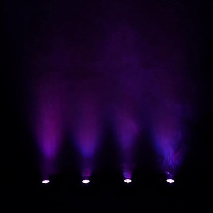 Rockville 4 Pack MINI RF1 V2 Black RGBWA+UV Battery-Powered Wash Lights with RF Remotes, Wireless DMX, Travel Bag, Perfect for DJs & Events