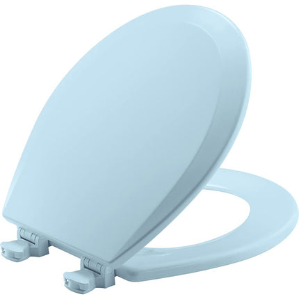 Bemis 500EC 464 Toilet Seat with Easy Clean & Change Hinges, Round, Durable Enameled Wood, Dresden Blue )
