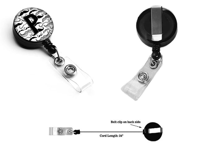 Caroline's Treasures Letter P Moustache Initial Retractable Badge Reel, Multicolor (CJ2009-PBR)