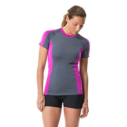 Speedo Women's Solid Short Sleeve Rashguard Bright White
