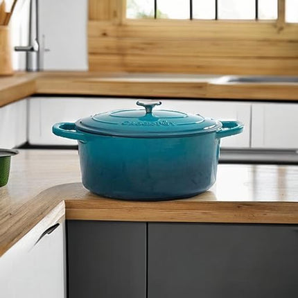 Olla de hierro fundido esmaltado redonda Crock-Pot Artisan, 4.7 litros, degradado turquesa