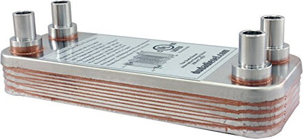 Duda Energy HX1210:F12 B3-12A 10 Plate Stainless Steel Heat Exchanger with 1/2" Female NPT Ports Copper Brazed, 1.2" Height, 2.9" Width, 7.5" Length