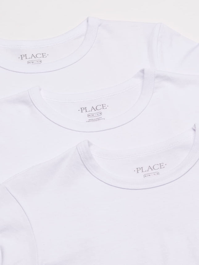 The Children's Place Boys' Short Sleeve Basic Layering T-Shirt, White 3 Pack, XX-Large