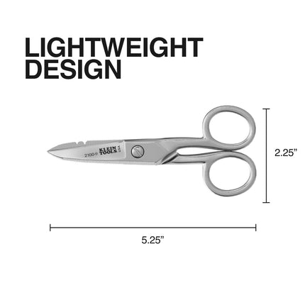 Klein Tools 2100-9 Stainless Steel Electrician's Scissors with Stripping Notches, 5-1/4-Inch, Made in USA