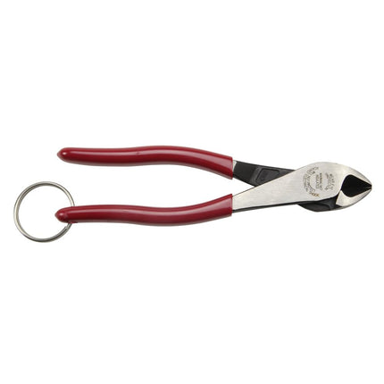 Klein Tools D228-8TT Pliers, Made in USA, Diagonal Cutting Pliers with High-Leverage Design and Tether Ring, 8-Inch