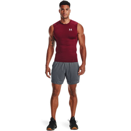 Under Armour Men's HeatGear Compression Sleeveless T-Shirt, Cardinal (625)/White, XXL