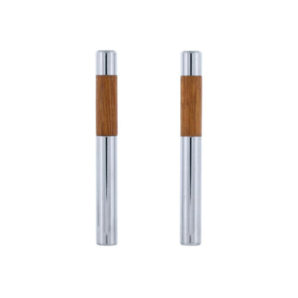 United Pacific 70039 Chrome/Walnut Tube Door Lock Knob (Set of 2)