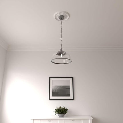 Ekena 11 3/8" OD x 3 5/8" ID x 7/8" P Palmetto Ceiling Medallion (Fits Canopies up to 4 1/2"), Polyurethane, Primed