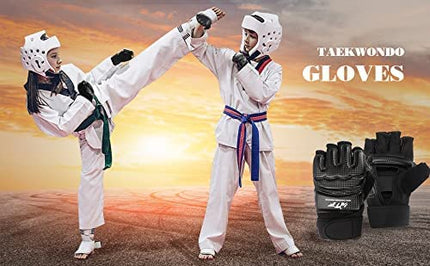 Punch Bag Training Gloves, LangRay Taekwondo Karate Gloves for Sparring Martial Arts Boxing Training for Adults and Kids,Black M