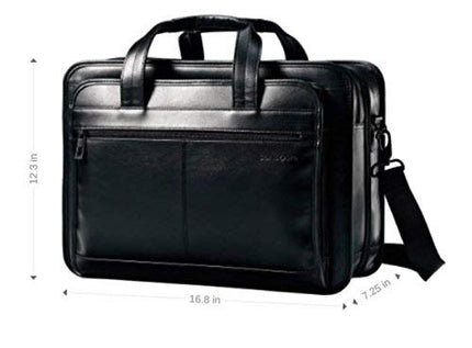 Samsonite Leather Expandable Briefcase 17 inch, Black, 17", Leather Expandable Briefcase