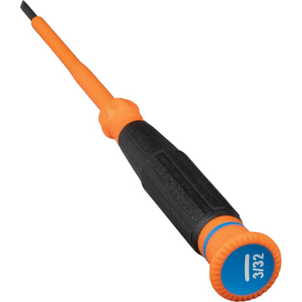 Klein Tools 6243INS Insulated Precision Screwdriver, 3/32-Inch Slotted Mini Electrician Screwdriver, 1000-Volt Cushion-Grip Handle