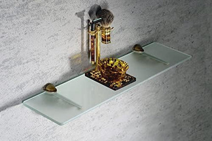 Glass Shelf Brackets 5 Inch 2PCS Heavy Duty Antique Brass Wall Bracket Baroque Kitchen Decorative Rack Shelves, Adjustable Shelf Brackets. (2,Antique Brass)